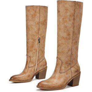 Women's Brown Western Cowgirl Boots with Almond Toe Comfortable Ultra